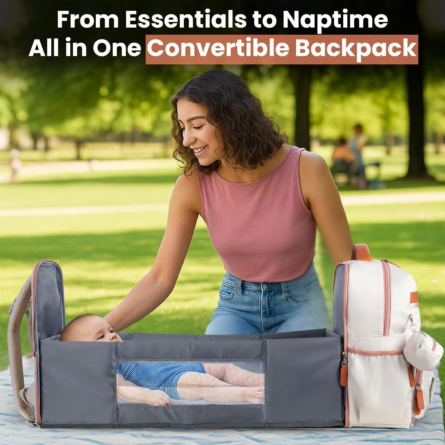 Baby Diaper Bag Backpack with Changing Station, 28Liters Capacity Nylon Baby Registry Mom Bags, Travel Friendly Unisex Bag, Essential Bag with Insulated Pockets