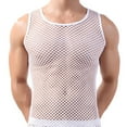 thumbnail image 3 of Skymirror Men Undershirt Mesh See-Through Sleepwear Fish Net Pure Color Vest for Sleeping, 3 of 8