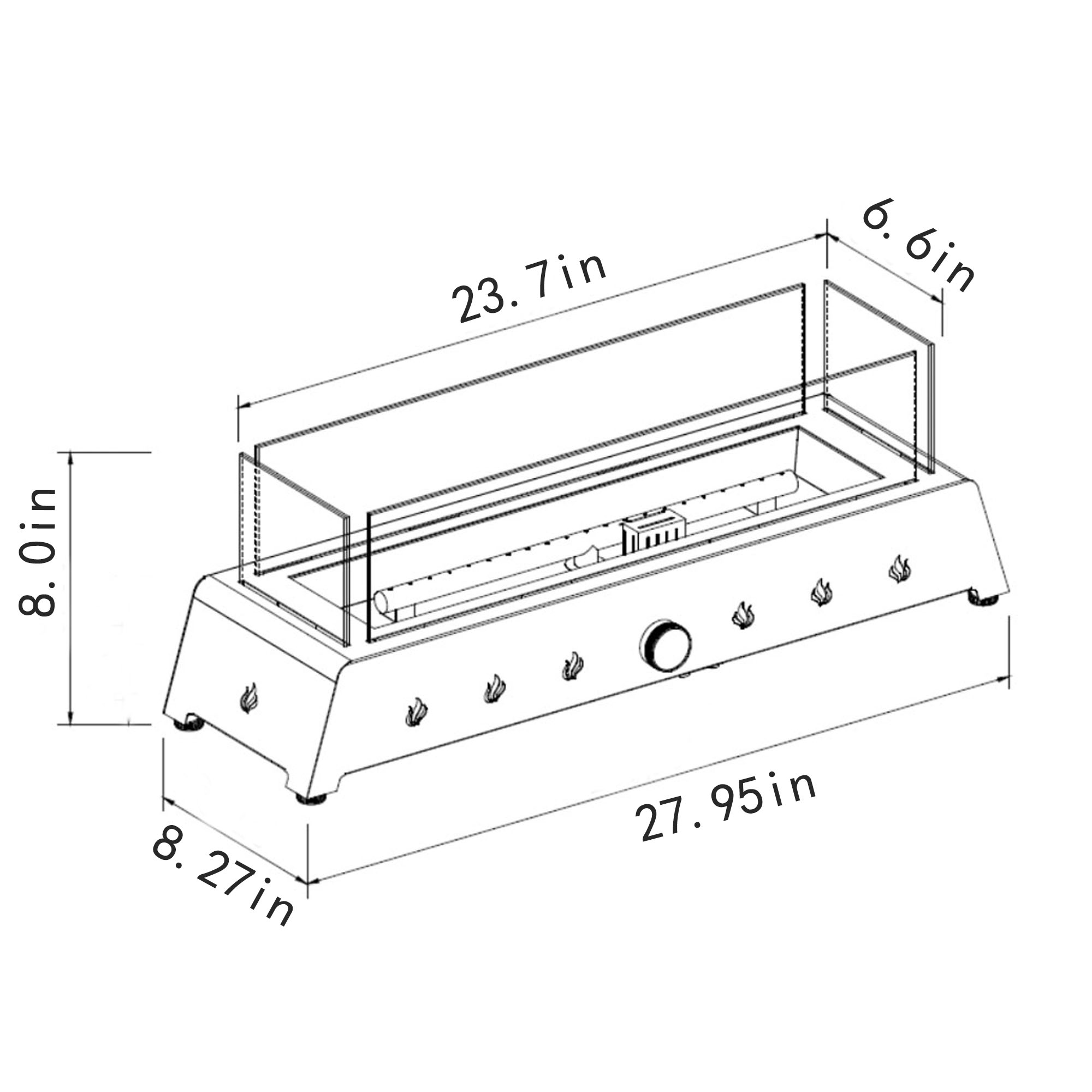 28" Propane Gas Fire Pits, 50000 BTU Rectangular Steel Fire Pit for Outdoor living room Garden Balcony -Black