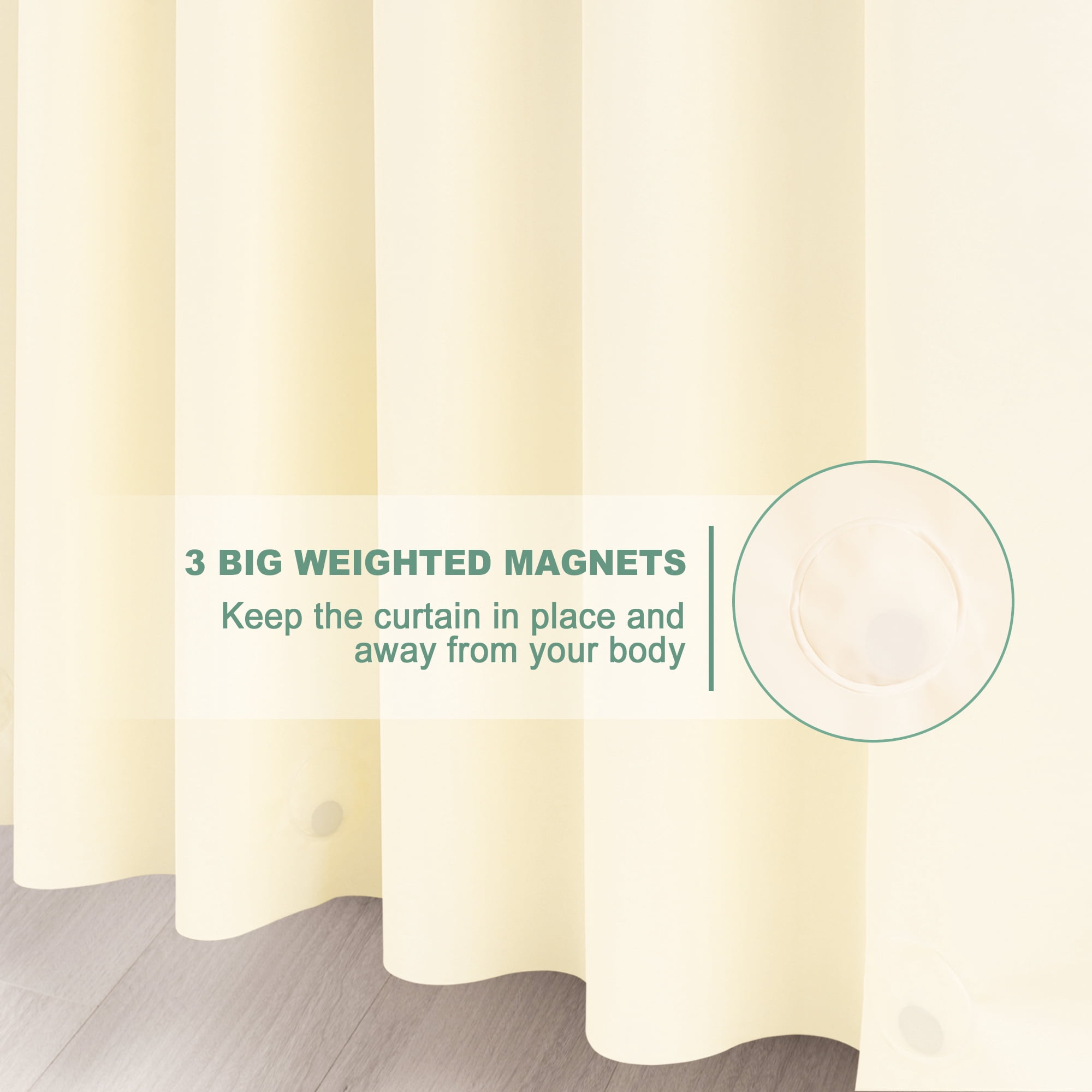 Inosoo Solid Beige PEVA Plastic Shower Curtain Liner, 72"x 72" Heavy Duty Waterproof Shower Liner for Bathroom, Mold and Mildew Resistant