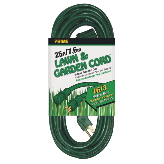 Prime EC880625 25' 16/3 SJTW Green Extension Cord
