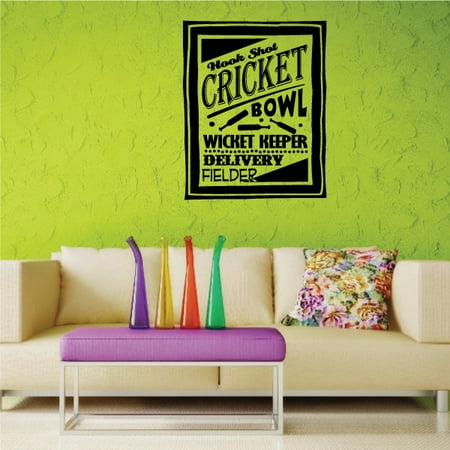 Hook Shot Cricket Bowl Wicket Keeper Delivery Fielder Quote Wall Decal - Vinyl Decal - Car Decal - Vd013 - 36