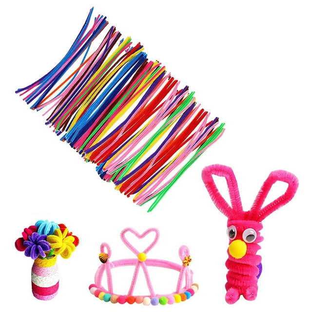 Glitter Craft Pipe Cleaners 12 Inch DIY Art Supplies Fuzzy Sticks for Kids Educational Handmade Projects Bulk 100