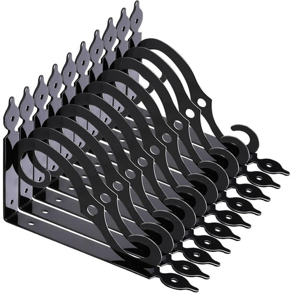 10 Pack Decorative Shelf Brackets,7.4Inch Wall Mounted L Shape Shelf Bracket,Heavy Duty Shelf Brackets for Shelves,Metal Corner Brace Right Angle Bracket Shelf Support with Screws,Black