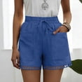 thumbnail image 3 of GUACER Casual Shorts for Women High Waisted Boho Drawstring Beach Shorts with Eyelet Cutout Hem & Big Pockets, 3 of 8