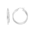 thumbnail image 1 of Sterling Silver Rhodium Plated Twisted Tube Round Hoop Earrings, Diameter 30mm, 1 of 1