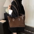 thumbnail image 4 of Bolso Tote Terciopelo Cuero para Ir Al Gran Capacidad Mujer Nuevo Versátil S (café), 4 of 9