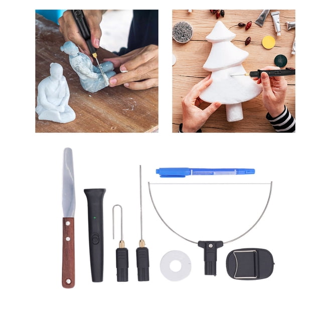 Cortador de Espuma, AC 100-240V Kit de Cortador de Espuma de Calentamiento RÁPIDO INDICADOR DE LUZ LIGERO 9 Piezas Suavemento Corte Corte para Hogar
