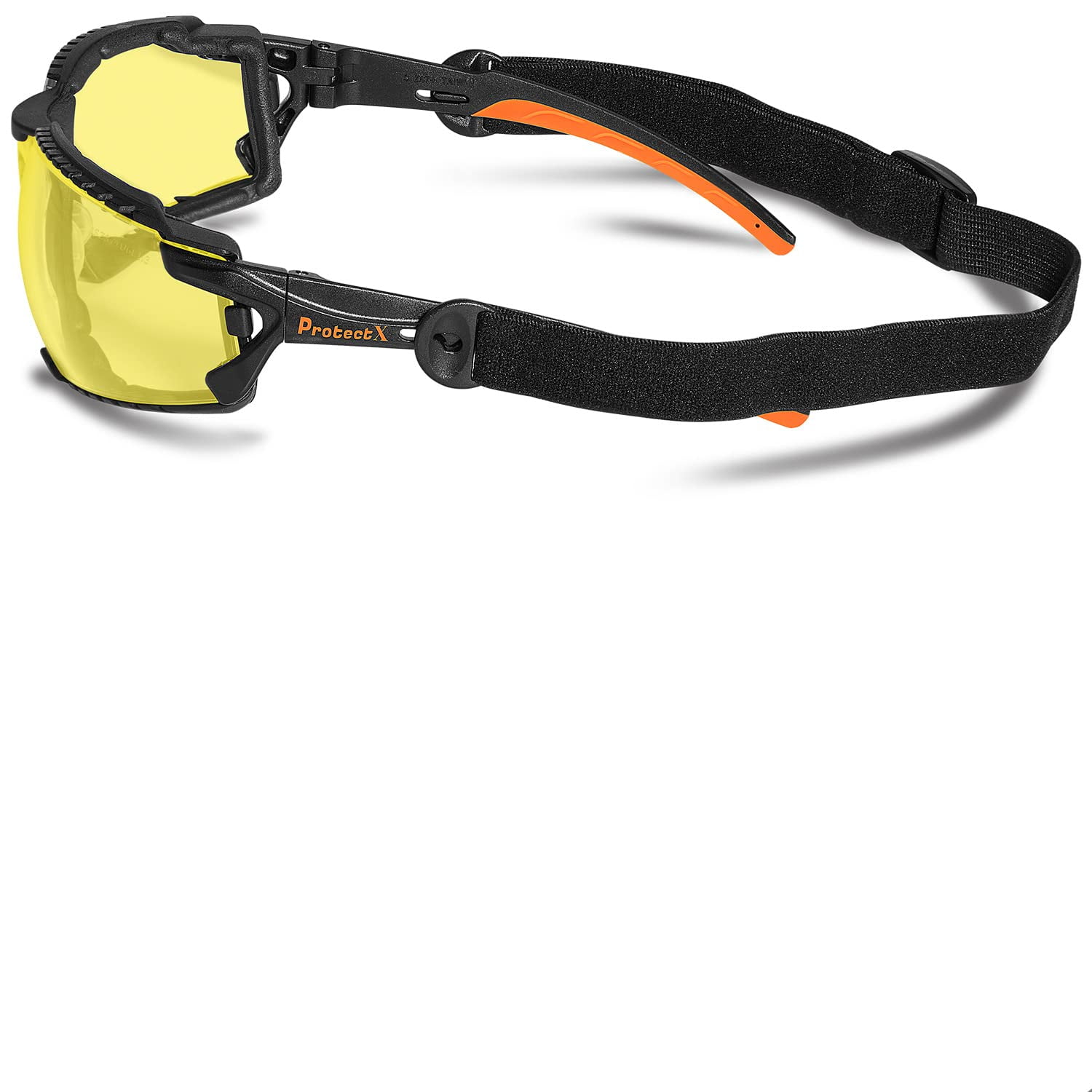 ProtectX Safety Glasses Foam Lens Wrap w Strap, Scratch Resistant Anti Fog Polycarbonate Lenses ANSI Z87.1 with UV Protection
