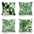 thumbnail image 1 of Juego de 4 Fundas de Cojín 45 x 45 cm Hojas Tropicales Funda de Almohada Decorativa de Lino de Poliéster Verde para Sofás Camas Sillas Sala de estar Decoración del hogar JAMW Sencillez, 1 of 5