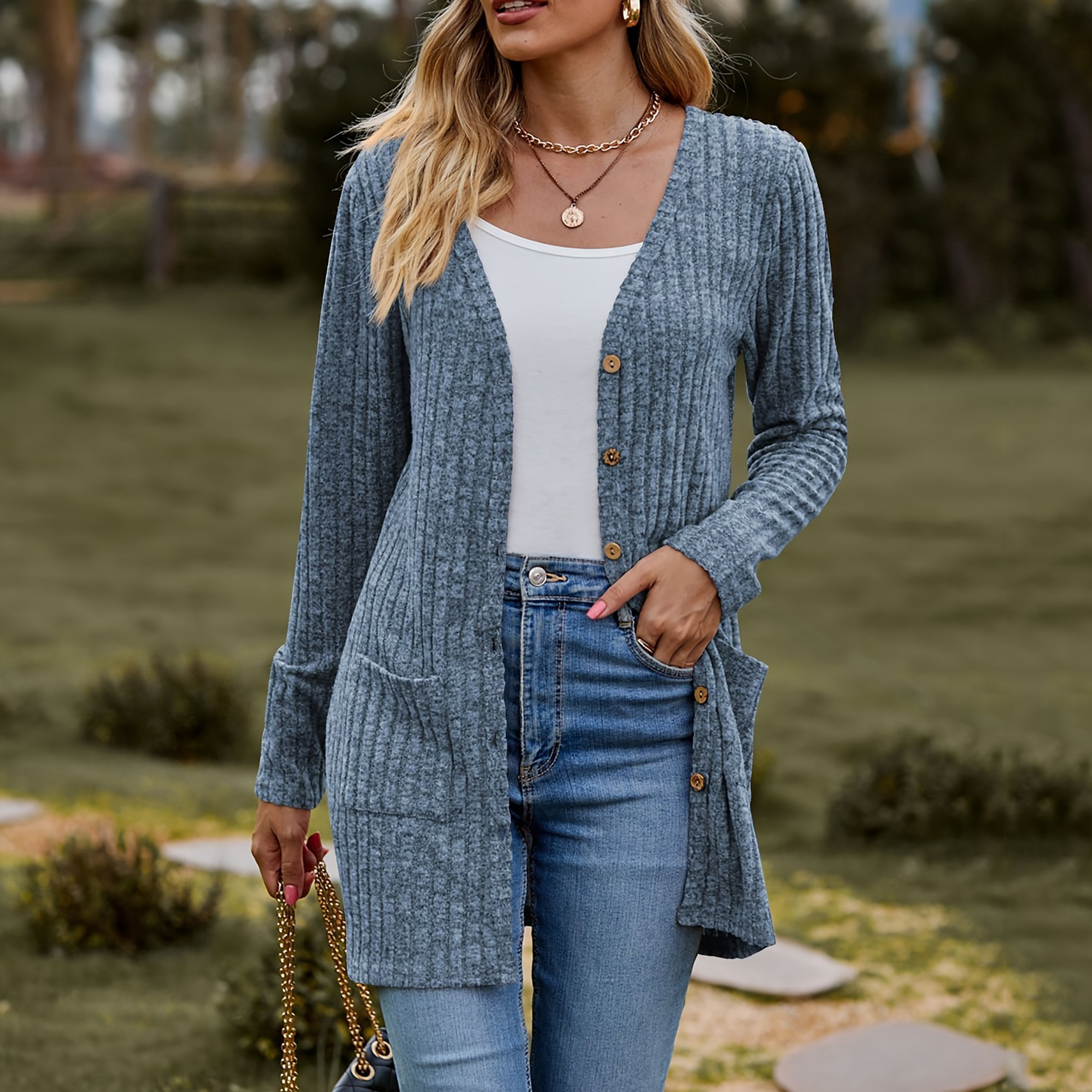 AELand Women's Long Sleeve Cardigan Sweater, Lightweight photo 5