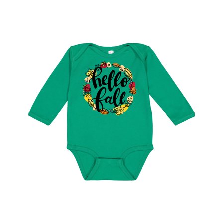 

Inktastic Hello Fall with Leaf Wreath Gift Baby Boy or Baby Girl Long Sleeve Bodysuit