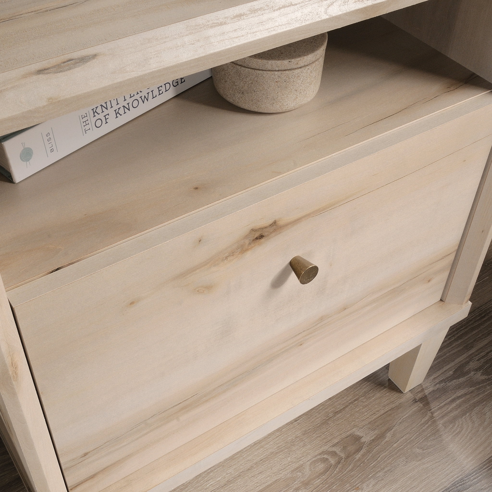 Sauder Willow Place 1-Drawer Nightstand with Open Shelf Storage, Pacific Maple Finish