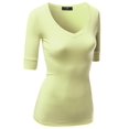 thumbnail image 1 of FashionOutfit Women's Basic Solid Arm Sleeve V Neck T-shirt Tops, 1 of 4
