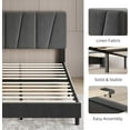 thumbnail image 6 of Kojooin FULL Bed Frame with Headboard Adjustable, Modern Linen Upholstered Full Size Platform Bed Frame with Wooden Slat Support, No Box Spring Needed, 6 of 7