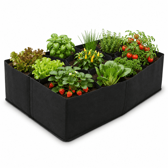 Fabric Raised Garden Bed Plant Grow Bags for Growing Vegetables Potatoes Flowers Rectangle Planting Container for Outdoor Garden 3×6 FT 128 Gallon 8 Grids
