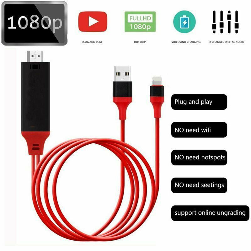 Brengen Overeenkomstig met prachtig Compatible with Phone to HDMI Cable,HDMI Adapter,1080P HDTV Connector Cable,  Digital AV Adapter Cord Compatible with Phone X 8 7 6 Plus 5s 5, Pad, Pod  to TV Projector - Walmart.com