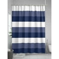 thumbnail image 5 of Fsddascl Navy Blue White Striped Shower Curtain Set - 66" x 72" Washable Bathtub Curtain with 12 Hooks, Farmhouse Stripes Waterproof Fabric Stall Shower Curtains for Bathroom/Bathtub Décor, 5 of 6