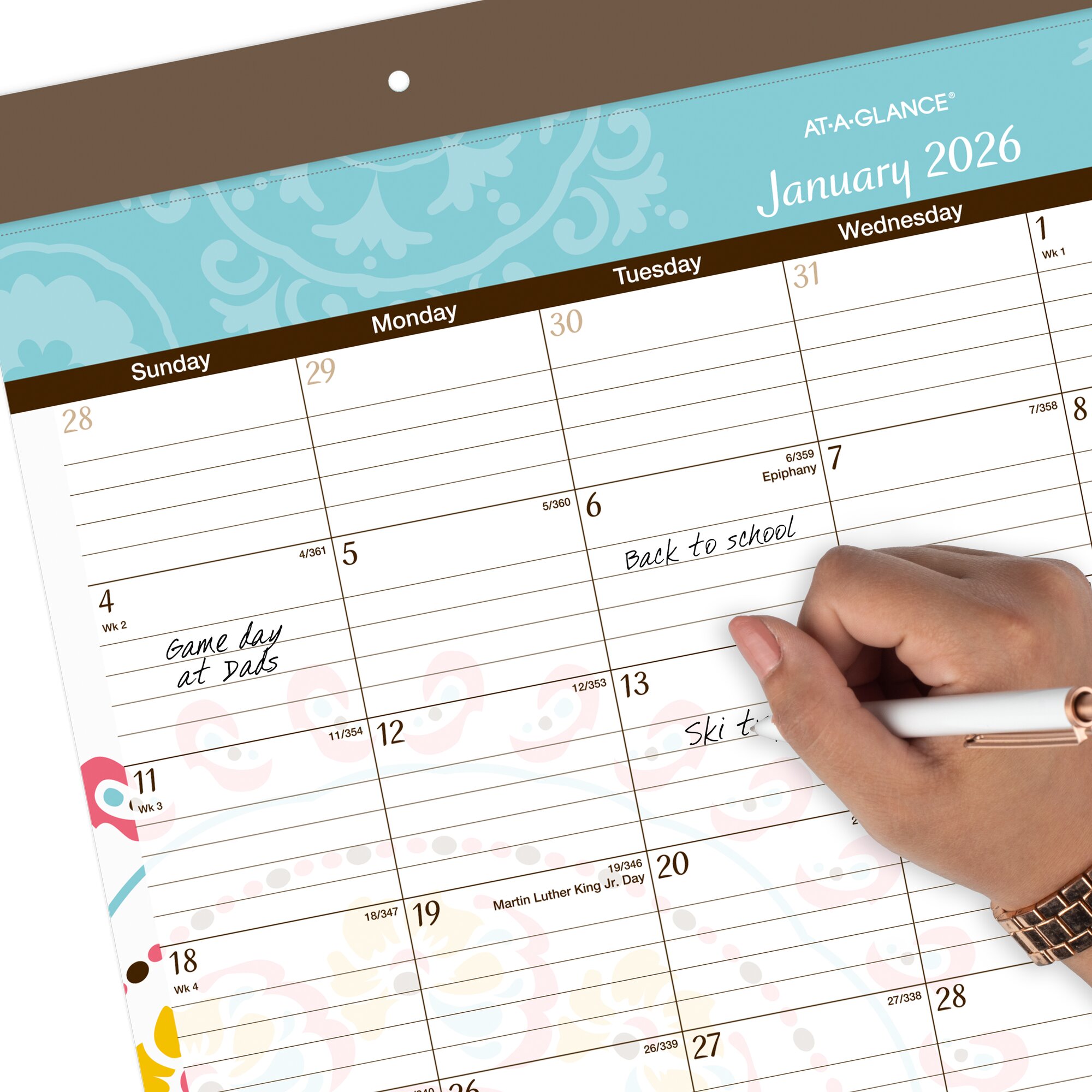 AT-A-GLANCE Suzani 2026 Monthly Desk Pad Calendar Standard 21 34 x 17 - Desk Pad