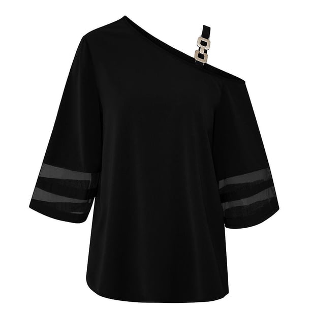 S Abrigo de un solo hombro con hebilla de metal sólido informal a la moda primavera/verano para mujer