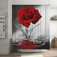 thumbnail image 1 of JOOCAR Rose Shower Curtain, Romantic Floral Blossom Red Rose Reflection on Water, Fabric Bath Curtain with 12 Hooks, Black Grey Red Bathroom Curtain, Machine Washable, 72 x 72 Inch, 1 of 7