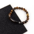thumbnail image 1 of Nvzi Pulsera de cuentas hecha a mano, adecuada, pulsera de bolas de piedra natural, pulsera de cristal natural con cordón elástico (marrón), 1 of 4