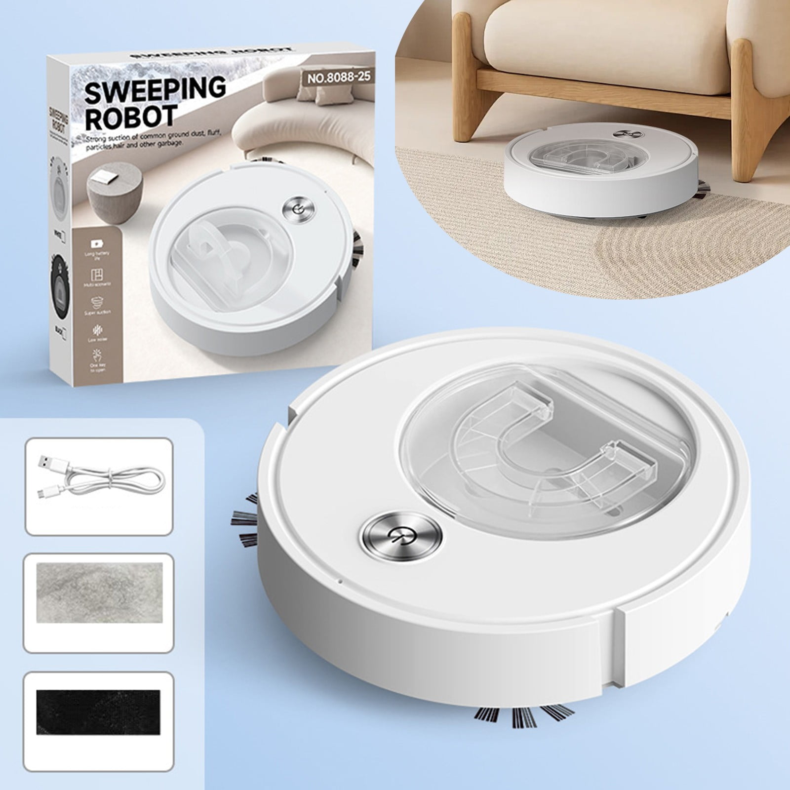 Robot Vacuum and Mop, Vacuum Robot mop Advanced Obstacle Avoidance, Robotic Vacuum Cleaner Aspiradora Robot Robotic Vacuum CleanerDesign, Ideal for Pet Hair, Hard Floor,Carpet