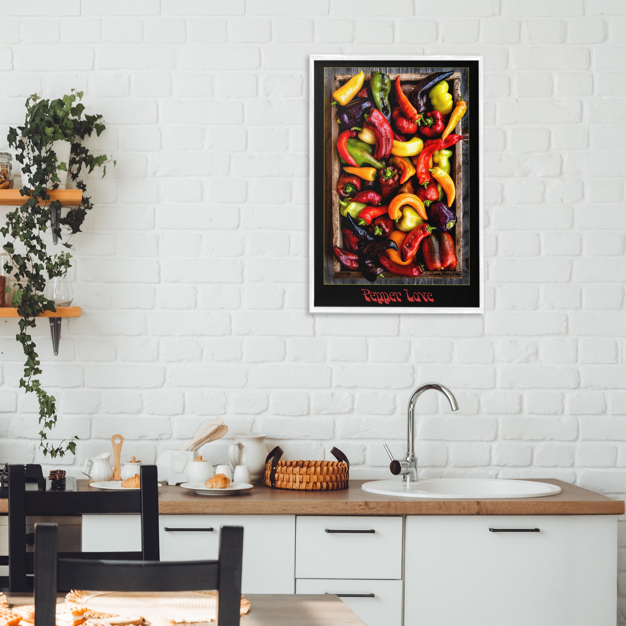 Stupell Industries Pepper Love Vibrant Vegetables White Framed Giclee Art, design by Carl Kravats