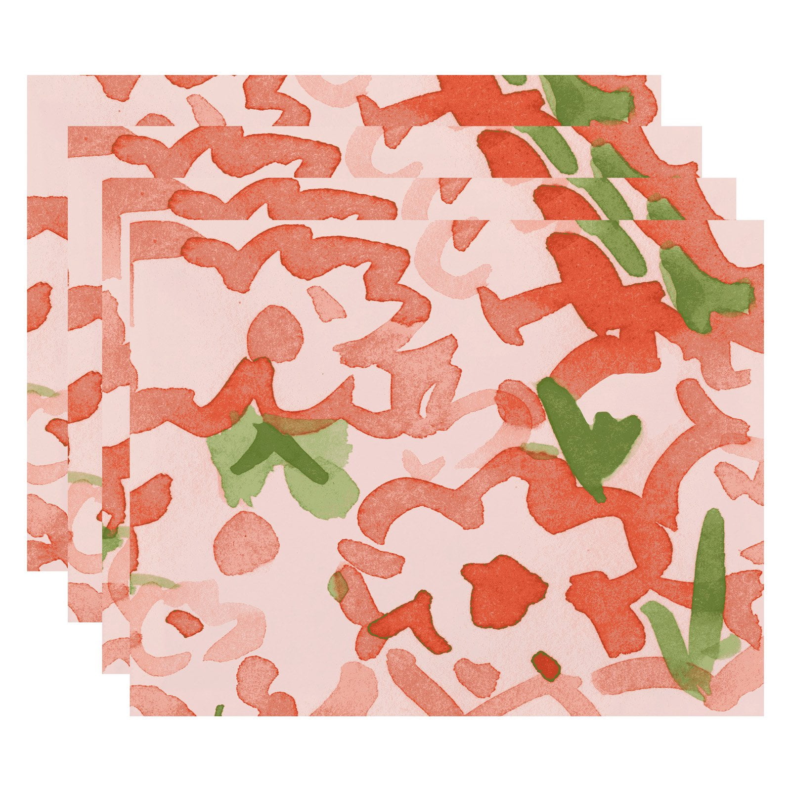 Simply Daisy's Gardenia 18x14 inch Orange Floral Print Placemat (Set of Four)