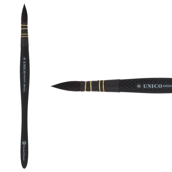 Borciani e Bonazzi Infinito Synthetic Quill Watercolor Brush Series 850 - Size #0, Patented Responsive Hidro Hair - Watercolor Art Brushes - Textured Non-Slip, Anti-Roll Handle - Handcrafted in Italy