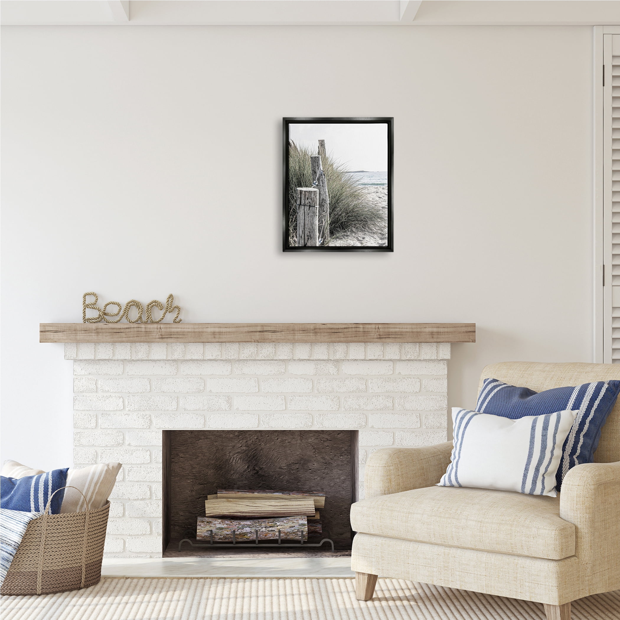 Stupell Industries Coastal Beach Landscape Nature Photography Black Floater Framed Art Print Wall Art, 17 x 21