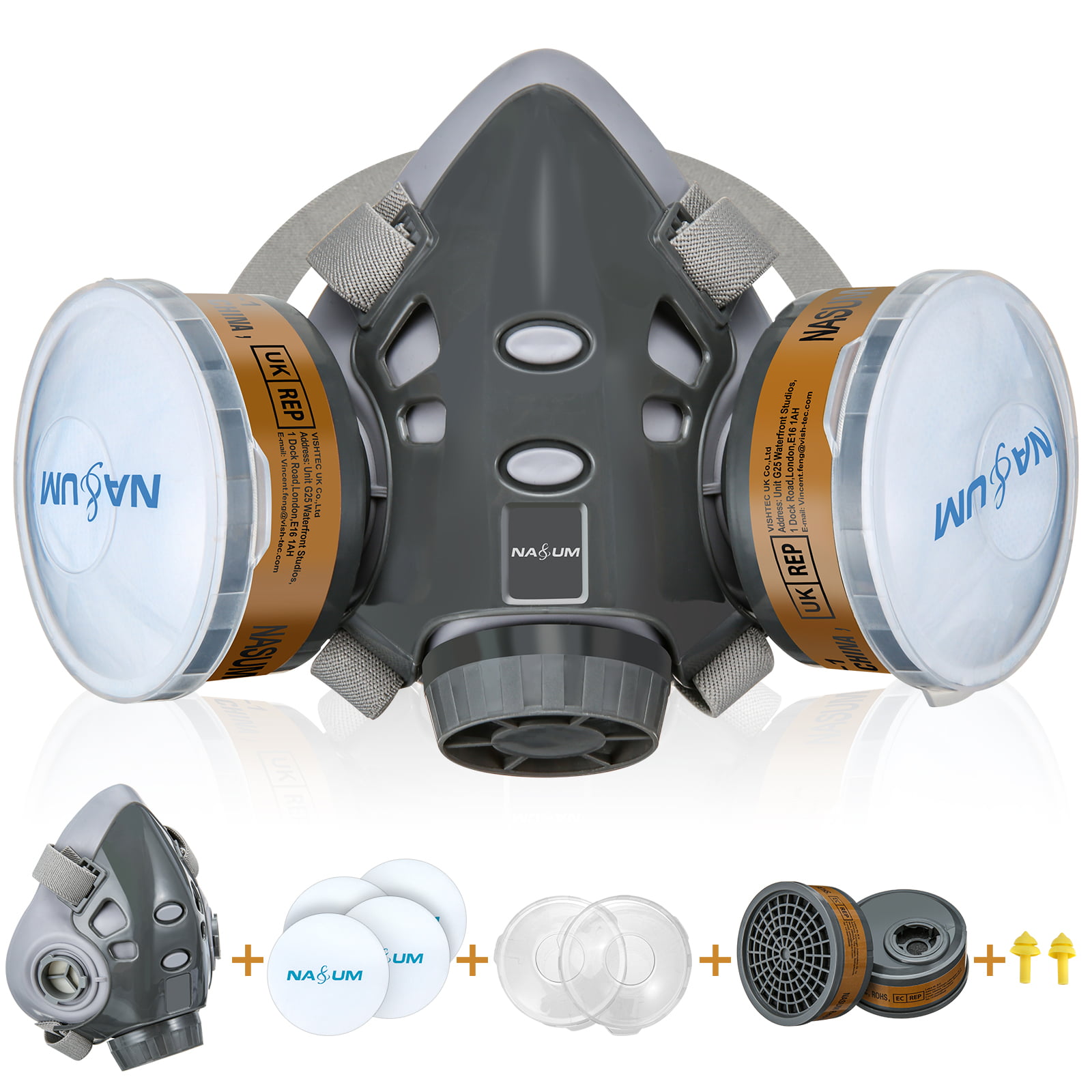 Masque respiratoire NASUM 8200 - réutilisable - avec filtre et