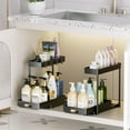 thumbnail image 2 of 2 Pack Under Sink Organizers and Storage, 2 Tier Pull Out Bathroom Cabinet Organizer, L-Shape Black Under Bathroom Kitchen Sink Organizer with Drawer for Under Sink Storage Organizer, 2 of 9