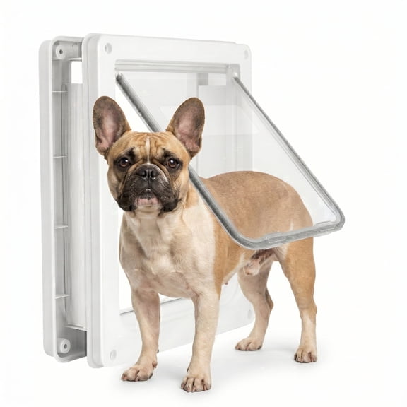 Tolobeve Large Dog Door with Magnetic Lock, Weatherproof Pet Door for Dogs up to 155 lbs, White, 14.6 x 11.4