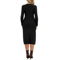 thumbnail image 3 of INSPIRE CHIC Sweater Dress for Women's V Neck Long Sleeve Ribbed Knit Midi Dresses L Black, 3 of 6