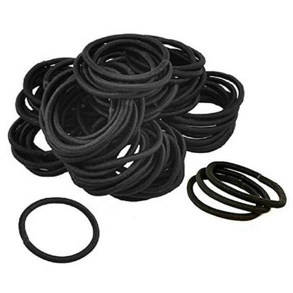 Raindrops Black Elastic Hair Ties No-Snap Ponytail Holders for Women and Girls 100 Pieces