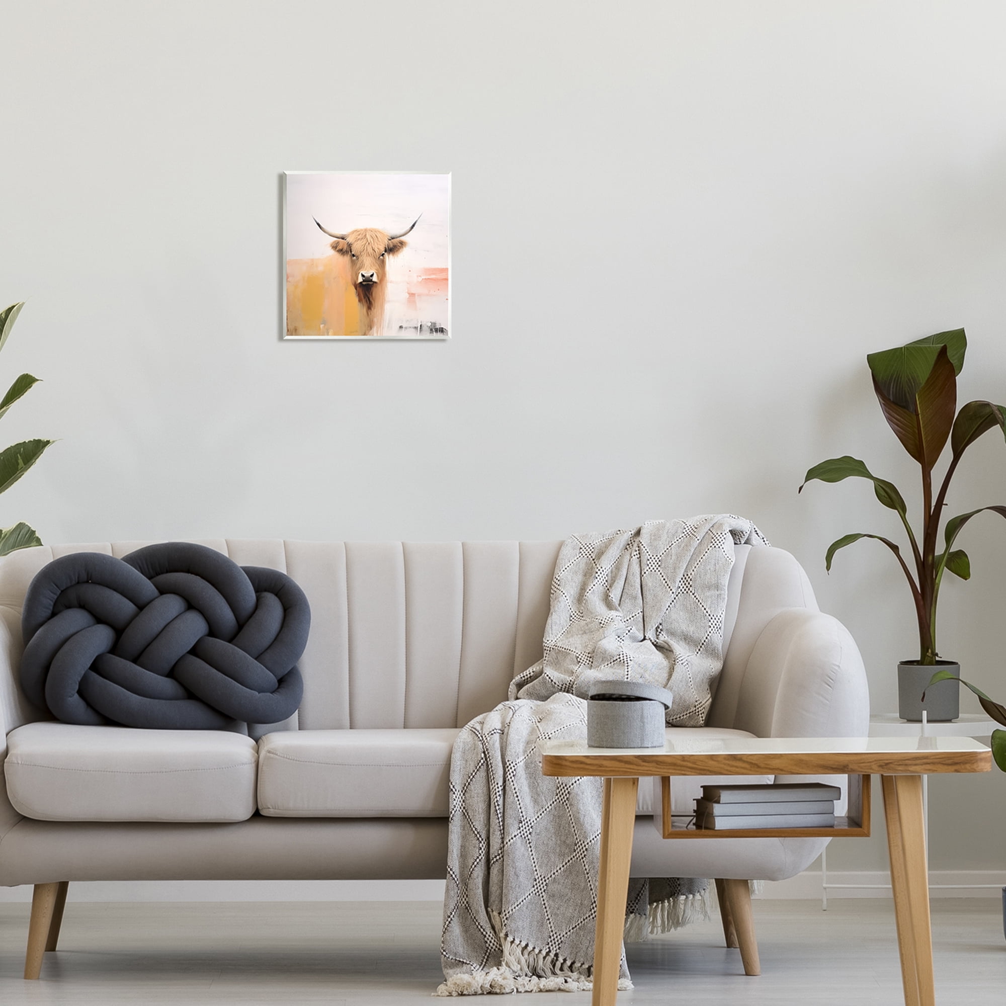 Stupell Industries Modern Highland Cow Animals & Insects Painting Unframed Art Print Wall Art, 12 x 12