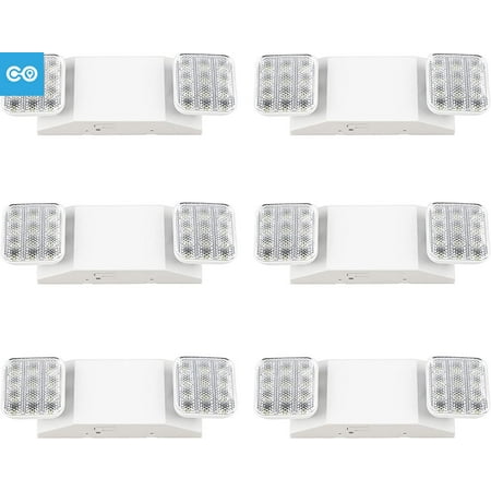 

Reliable from YC Emergency Lights Commercial Emergency LED Flood Lights for Power Outages Backup Battery (180 Minutes) Wall Mount Hard Wired 120-277V Fire Resistant (UL 94V-0) 6 Pac