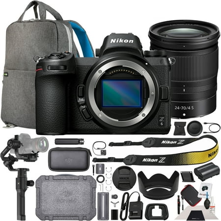Nikon Z6 24.5MP FX-format 4K Mirrorless Camera with NIKKOR Z 24-70mm f/4 S Lens and DJI Ronin-S Essentials Kit 3-Axis Gimbal Stabilizer and Deco Gear Backpack Pro