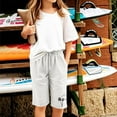 thumbnail image 5 of ZACPNCV Girls Casual Bermuda Shorts Kids Knee Length High Waisted Summer Shorts Comfy Drawstring Short Pants with Pockets White 9-10 Years, 5 of 6