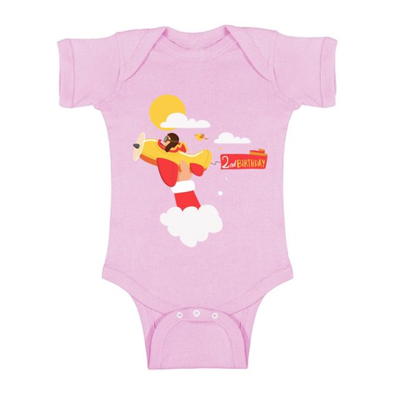 Awkward Styles Pilot One Piece 2nd Birthday Baby Bodysuit Short Sleeve Pilot Gifts for 2 Year Old Pilot One Piece Top for Baby Boy Birthday Baby Girl Bodysuit Cute 2nd Birthday Party Outfit for Baby