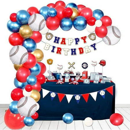 Homond Baseball Party Decorations Supplies, Baseball Birthday Decorations, Baseball Balloons Garland, Sports Theme Supplies, Baseball Banner, Cake Topper