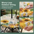 thumbnail image 5 of Round Outdoor Tablecloth with Umbrella Hole and Zipper, Sunflowers Tablecloth with Elastic Waterproof, Yellow Floral Bees Green Leaves Watercolor Patio Table Covers for 36" - 44" Picnic Pool Tables, 5 of 9