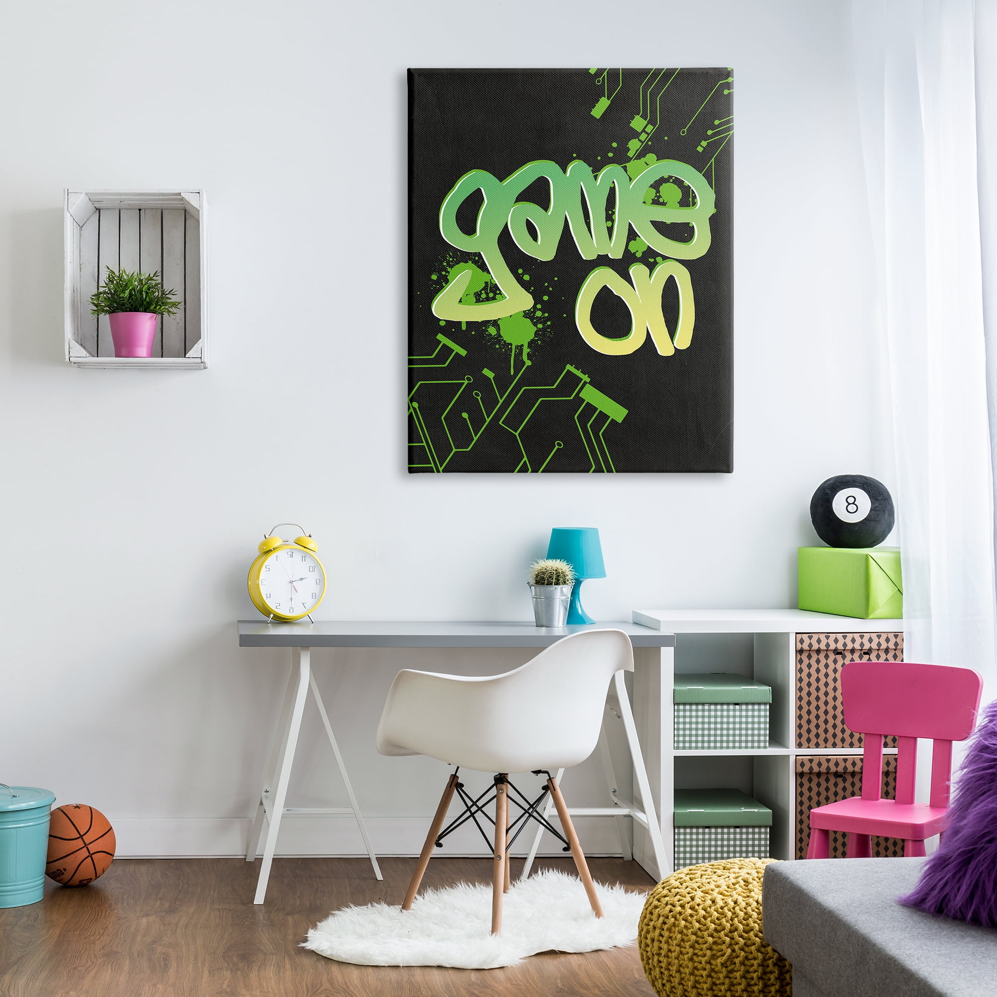 Stupell Industries Urban Game On Abstraction Abstract Painting Gallery Wrapped Canvas Art Print Wall Art, 36 x 48