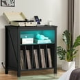 thumbnail image 5 of Large Record Player Stand with Charging Station & USB Ports, Record Storage Cabinet Holds up to 230 Albums, Turntable Stand for Living Room - Black, 5 of 8