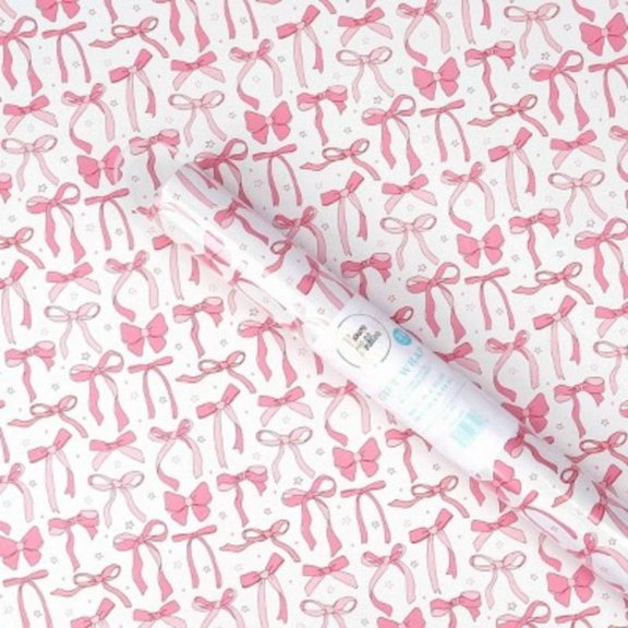 Bows And Sparkles 96"x30" Bows Gift Wrapping Paper White/Pink