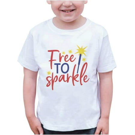 

7 ate 9 Apparel Kids Patriotic 4th of July Shirt - Free to Sparkle White T-Shirt 18 Months