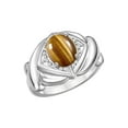 thumbnail image 1 of RYLOS Bagues pour Femmes Bague en Or Blanc 14K XOXO Câlins et Baisers Bague Pierre Précieuse 9x7 mm et Diamant Bijoux Oeil de Tigre pour Femmes Taille 5, 1 of 7