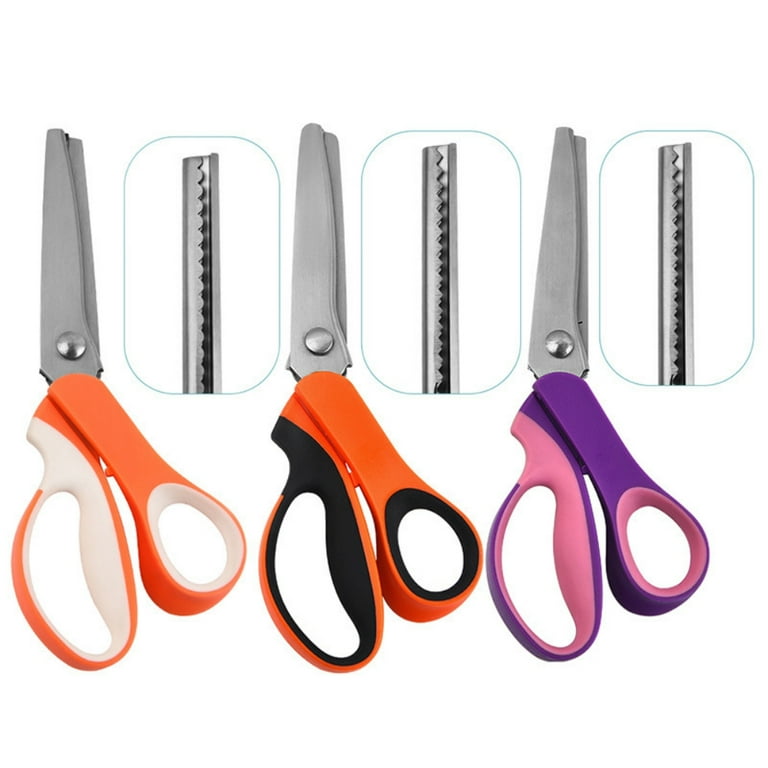 Pinking Shears for Fabric Cutting, Zig Zag Scissors, Scrapbook Scissors  Decorative Edge for Adults, Great for Many Kinds of Sewing Fabrics Leather  and