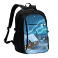 thumbnail image 1 of Balery Mountain Cottage In Snow Mochila con carga USB para hombre y mujer - Mochila impermeable y antirrobo para laptop con puerto USB para viajes, trabajo, 1 of 7